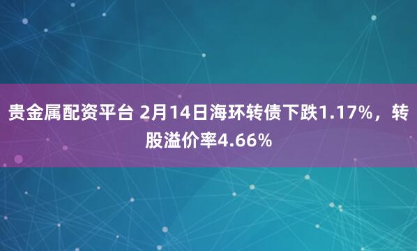 贵金属配资平台 2月14日海环转债下跌1.17%，转股溢价率4.66%