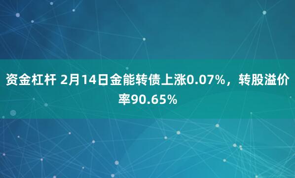 资金杠杆 2月14日金能转债上涨0.07%，转股溢价率90.65%