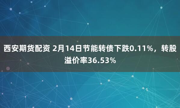 西安期货配资 2月14日节能转债下跌0.11%，转股溢价率36.53%