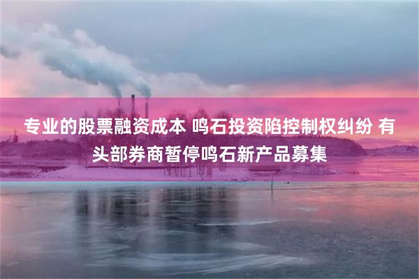 专业的股票融资成本 鸣石投资陷控制权纠纷 有头部券商暂停鸣石新产品募集